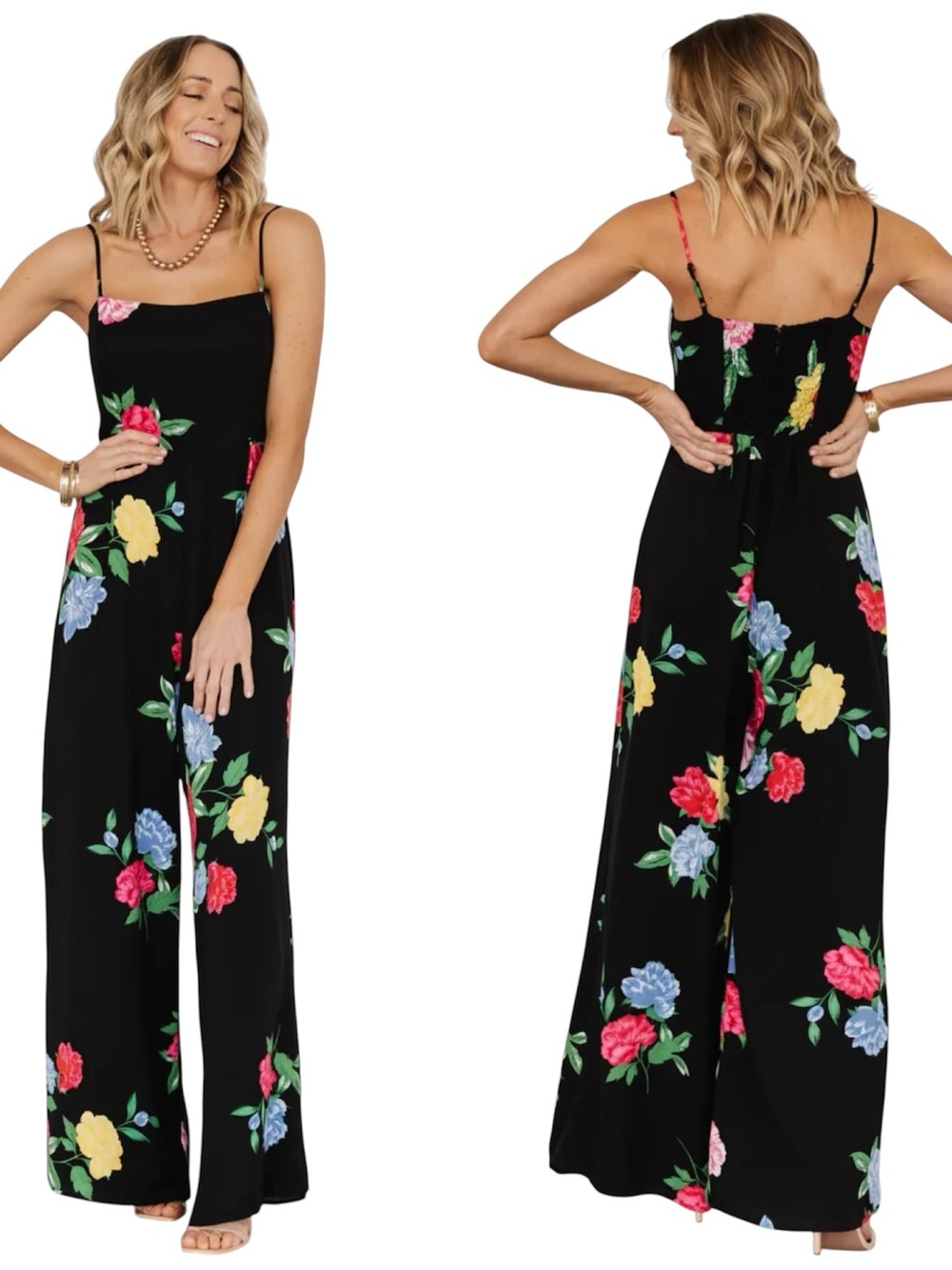 Baltic Born | Brooklyn Wide Leg Floral Jumpsuit Black Size XS NWT